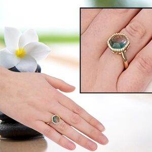 Stunning Joy Dravecky Chloe Ring – Cubic Zirconia – Gold Plated – Adjustable
